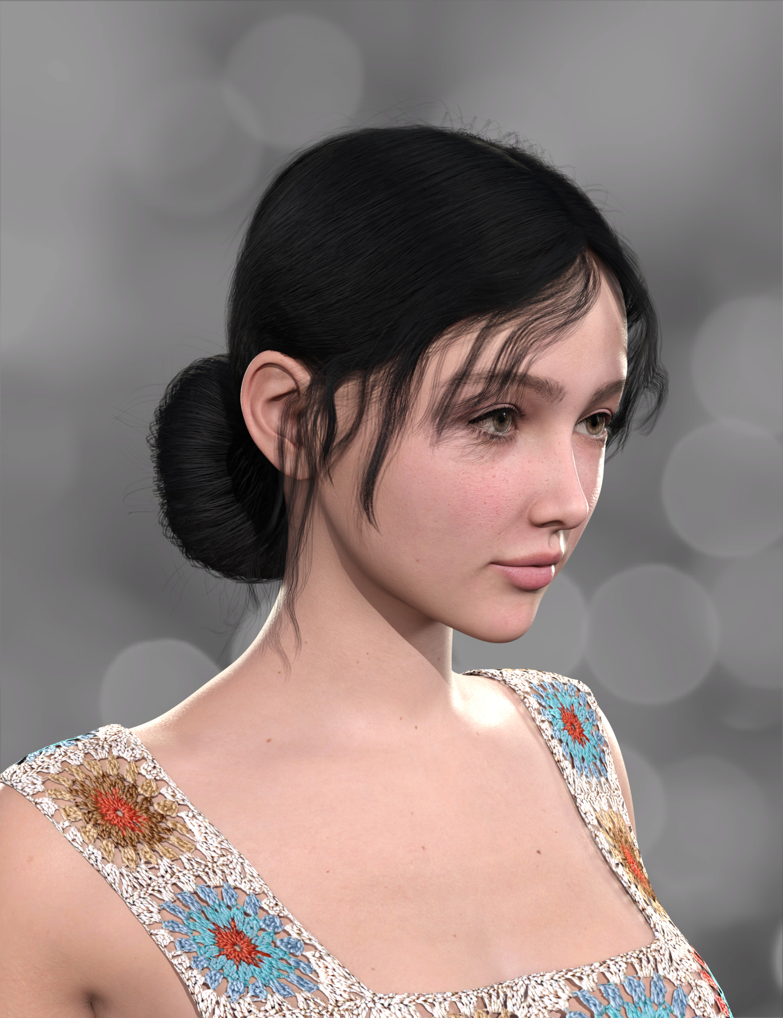 MK Low Bun Hair for Genesis 9 by: wsmonkeyking, 3D Models by Daz 3D