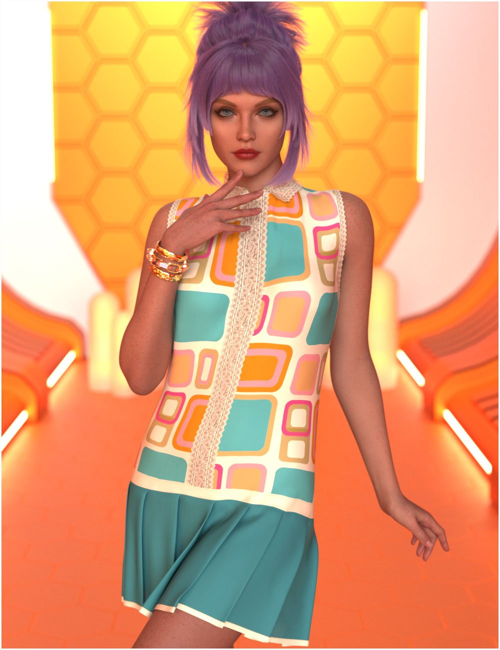 dForce Spencer Dress For Genesis 9 by: Belladzines, 3D Models by Daz 3D