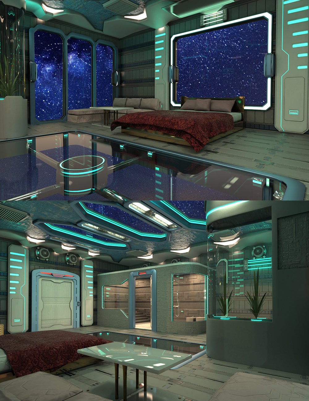 Futuristic Space Bedroom by: Tesla3dCorp, 3D Models by Daz 3D