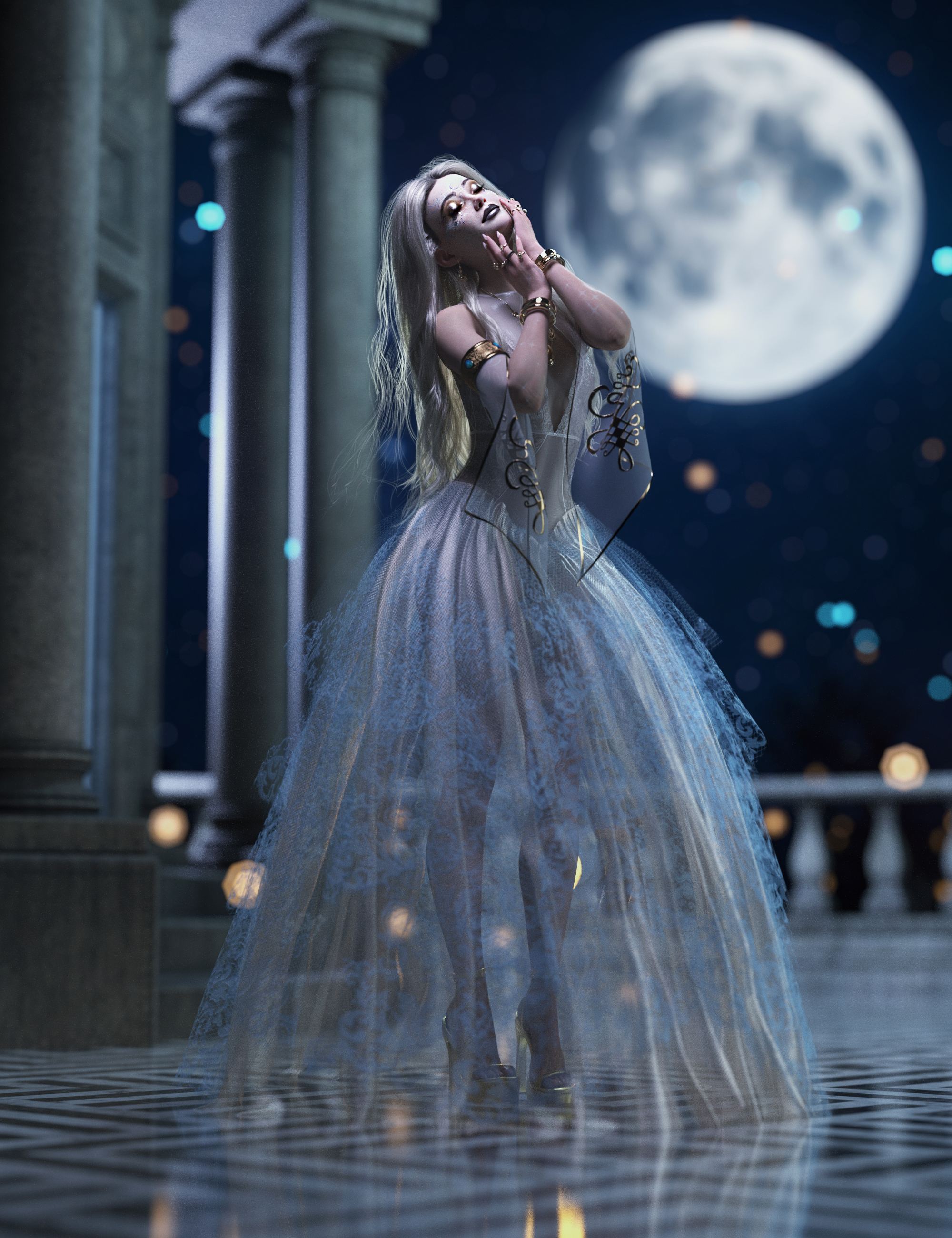 Lunar Halo Poses for Genesis 9 and Genesis 8 Female by: 3D SugarCosmoXpression, 3D Models by Daz 3D