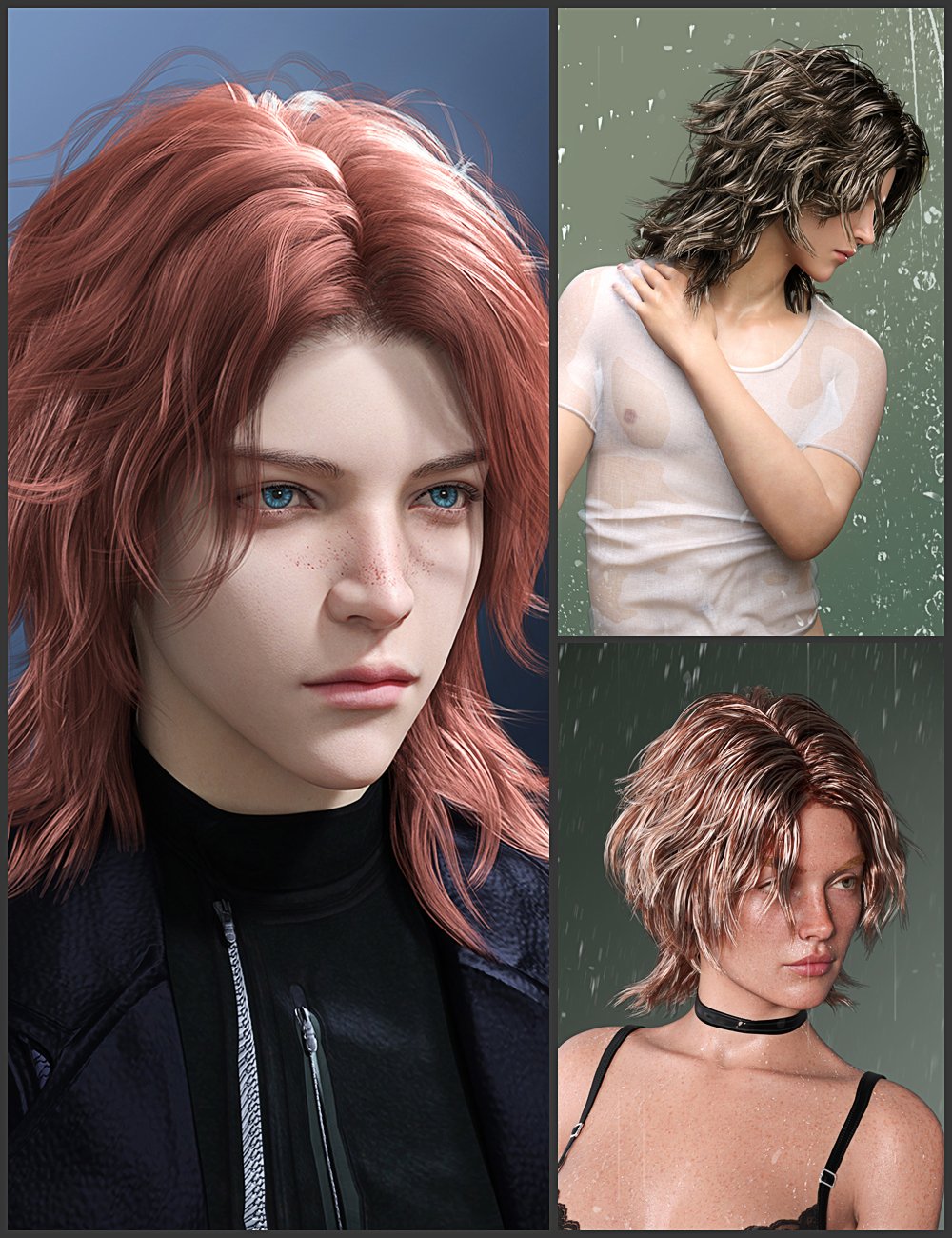 dForce Donell Hair for Genesis 9 by: Magic Brush, 3D Models by Daz 3D