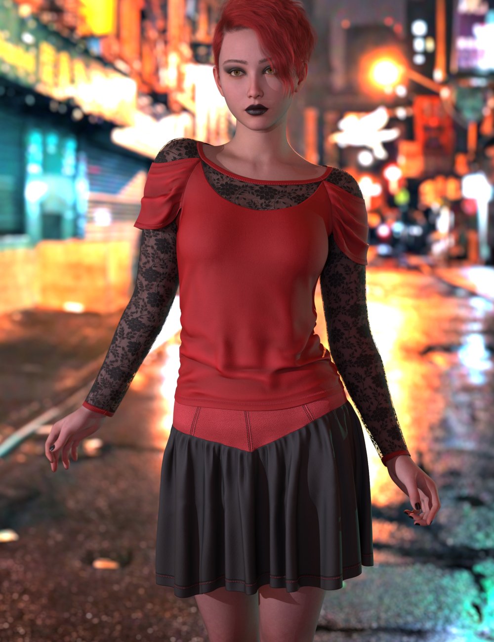 dForce LV Emo Style Outfit for Genesis 9 by: Leviathan, 3D Models by Daz 3D