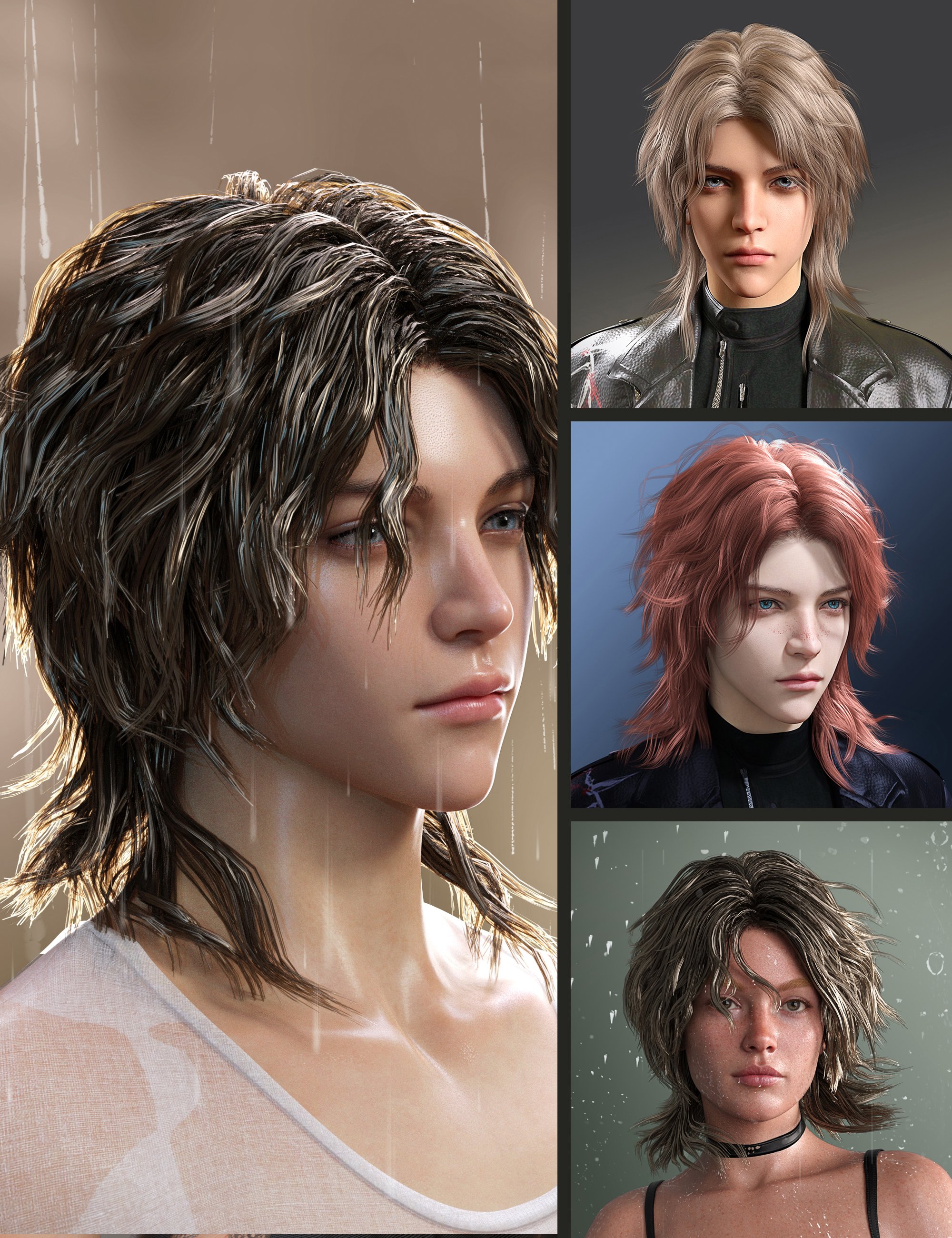 dForce Donell Hair and MB Donell for Genesis 9 by: Magic Brush, 3D Models by Daz 3D