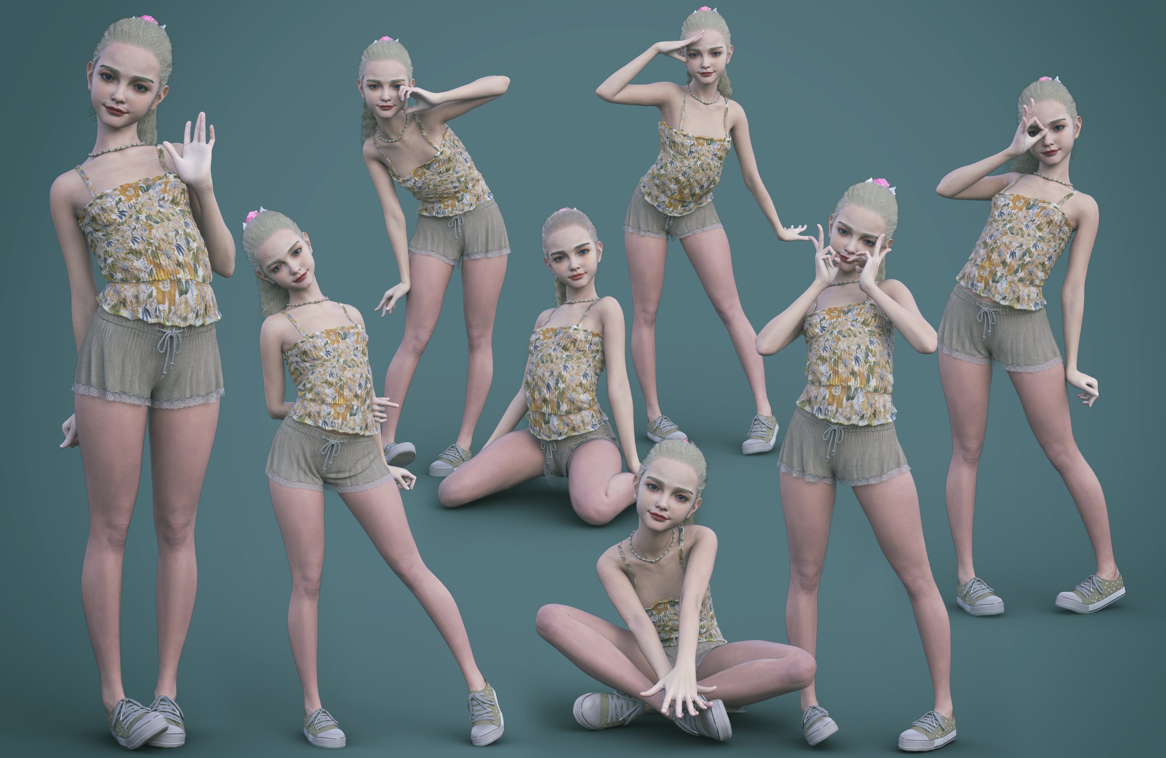 GF White Pigeona Poses for Genesis 8 Female and Genesis 9