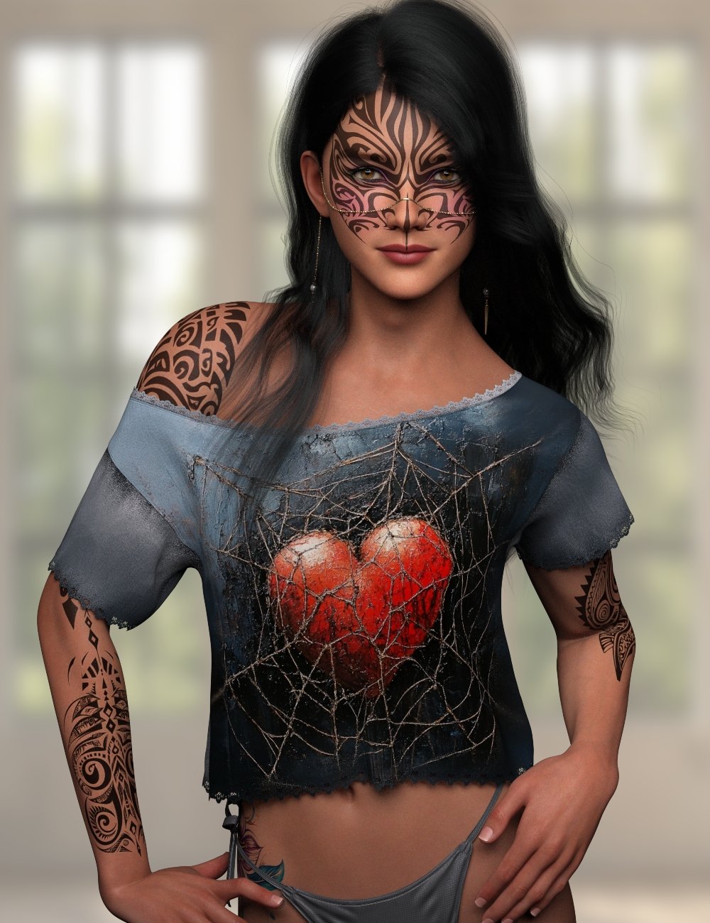 L3D Stylez Add-On Off Shoulder Midriff Tee by: LUNA3D, 3D Models by Daz 3D