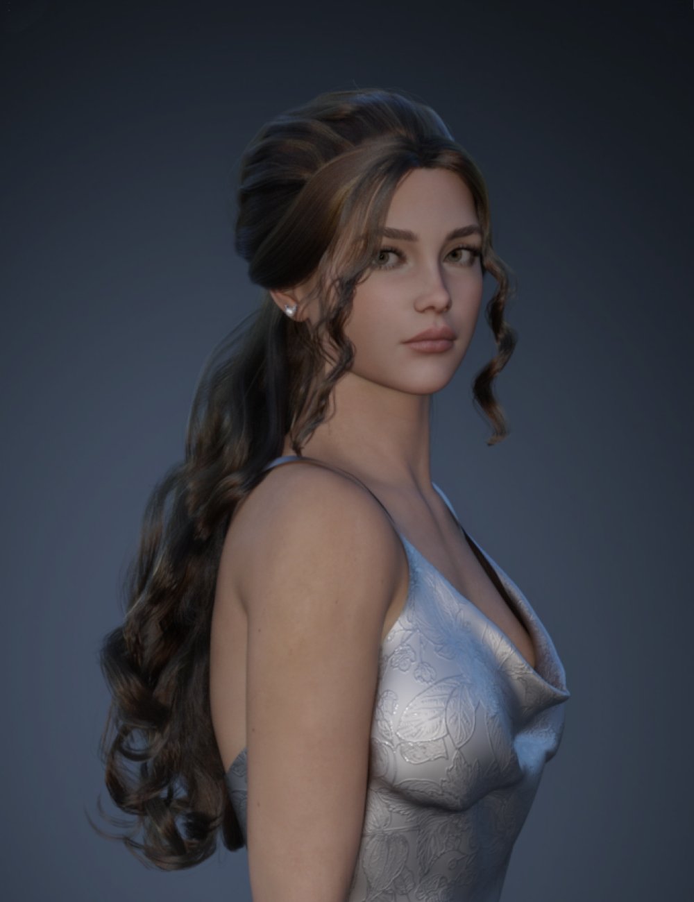dForce Shophia Wedding Curls For Genesis 9 by: Neftis3D, 3D Models by Daz 3D