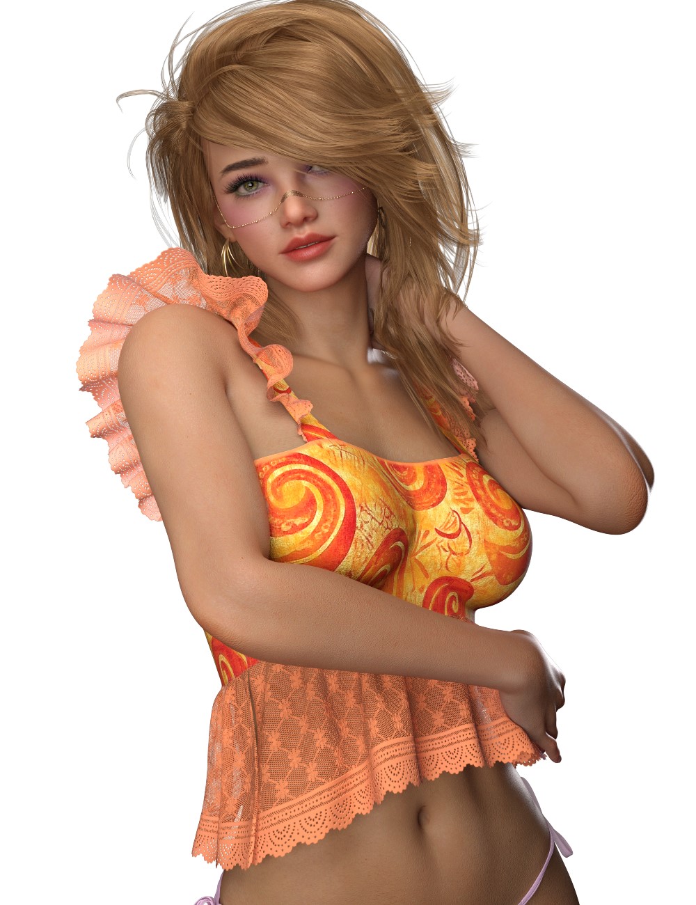 L3D Stylez Add-On Gypsy Ruffle Top by: LUNA3D, 3D Models by Daz 3D