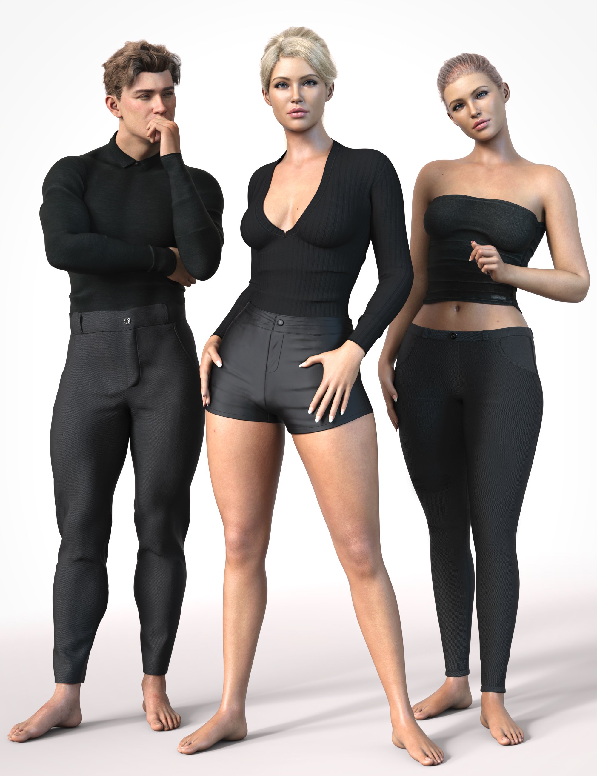 Z Unisex Standing 2 Pose Mega Set for Genesis 9 and 8 Male and Female by: Zeddicuss, 3D Models by Daz 3D