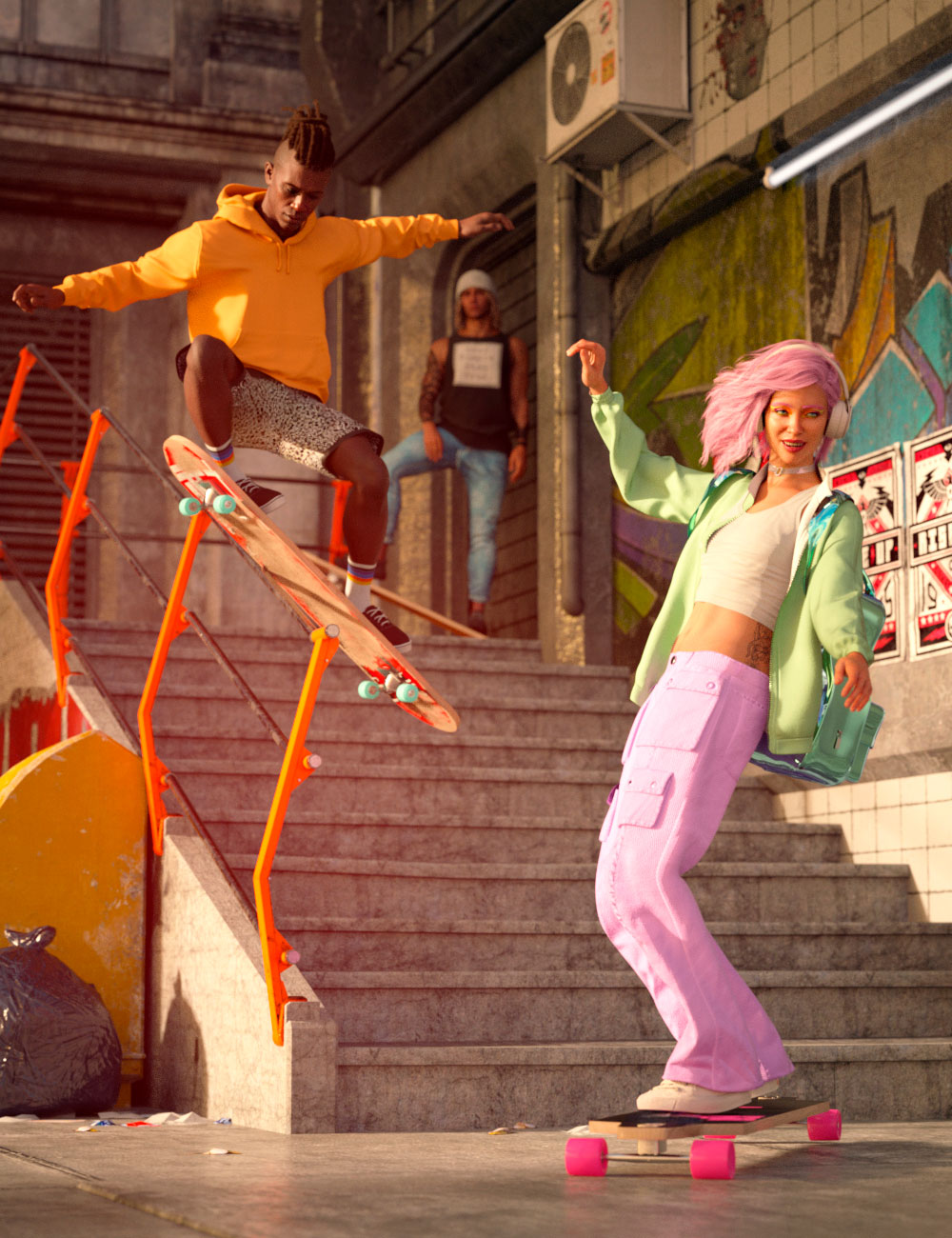 Sk8ting Life Poses and Props For Genesis 9 & Genesis 8 by: 3D SugarStardust AngelCosmoXpression, 3D Models by Daz 3D