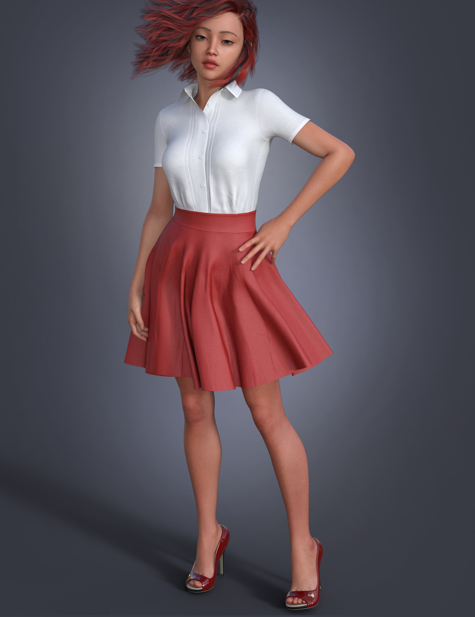 dForce BRZ Shirt Dress for Genesis 9 by: breeze, 3D Models by Daz 3D