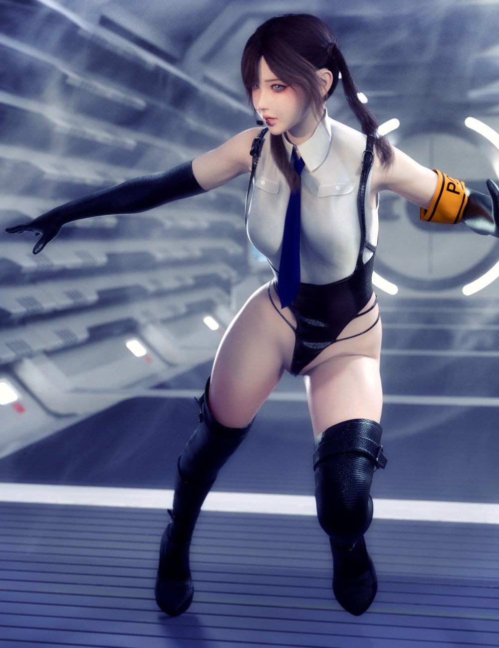 dForce Cyber Police Outfit for Genesis 9 by: tentman, 3D Models by Daz 3D