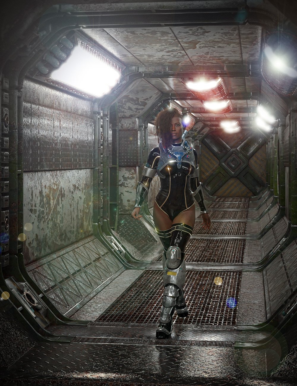 Orestes Derelict Sci Fi Halls Texture Add-on by: Orestes Graphics, 3D Models by Daz 3D