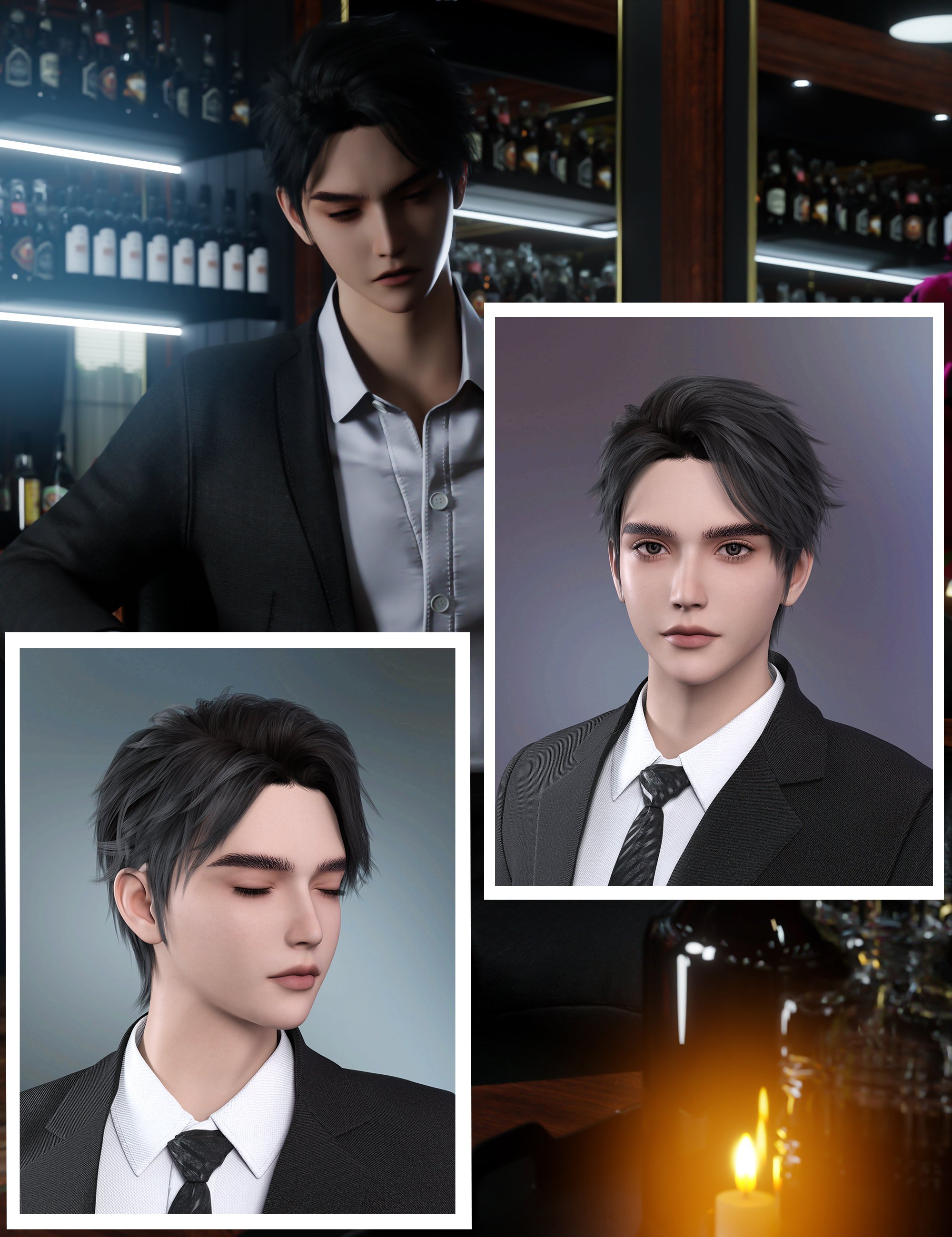 Noki Caelun HD & Noki Zephyr Flow Hair for Genesis 9 by: Noki Saki, 3D Models by Daz 3D