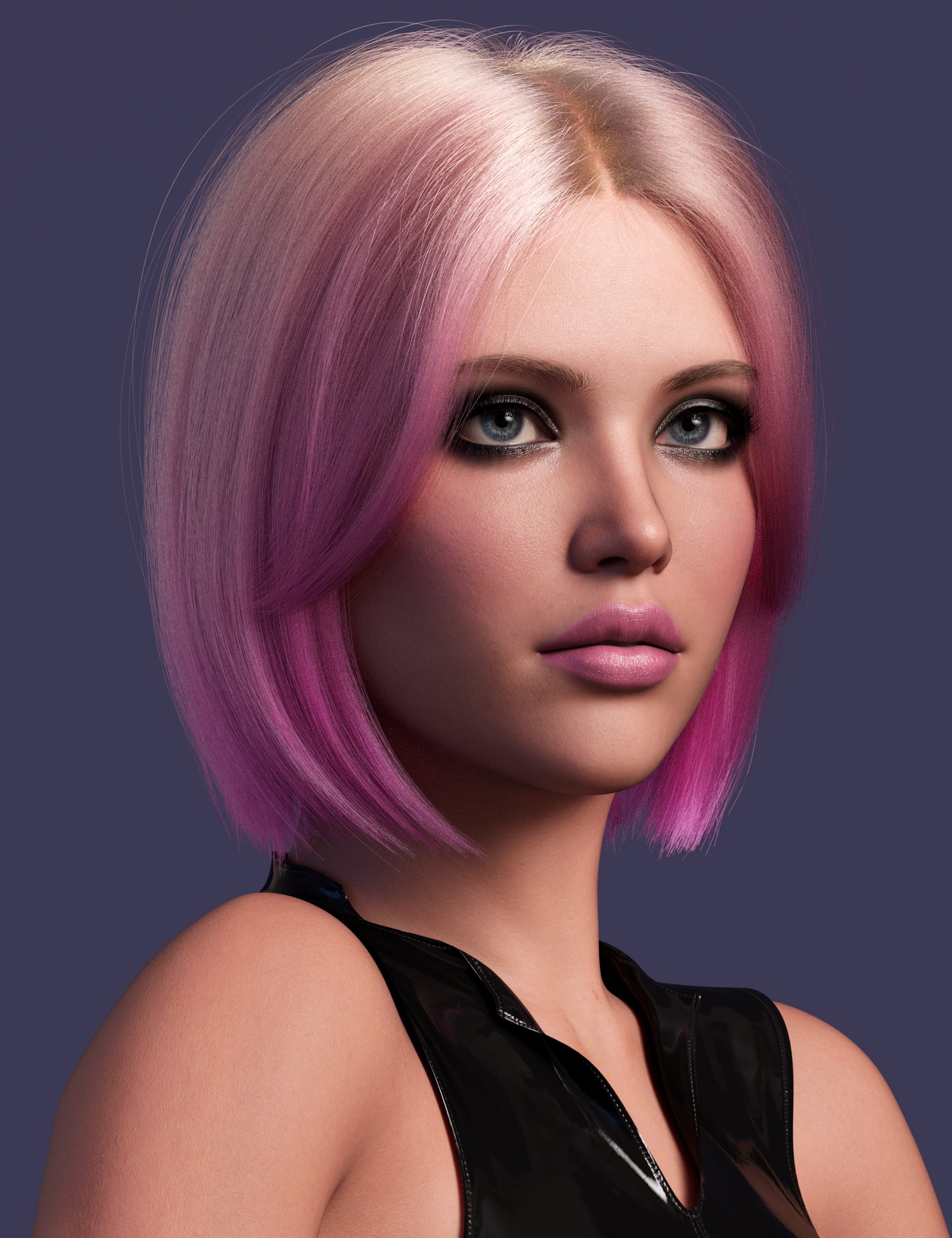 dForce Strand-Based Butterfly Bangs Bob Hair Color Expansion by: outoftouch, 3D Models by Daz 3D