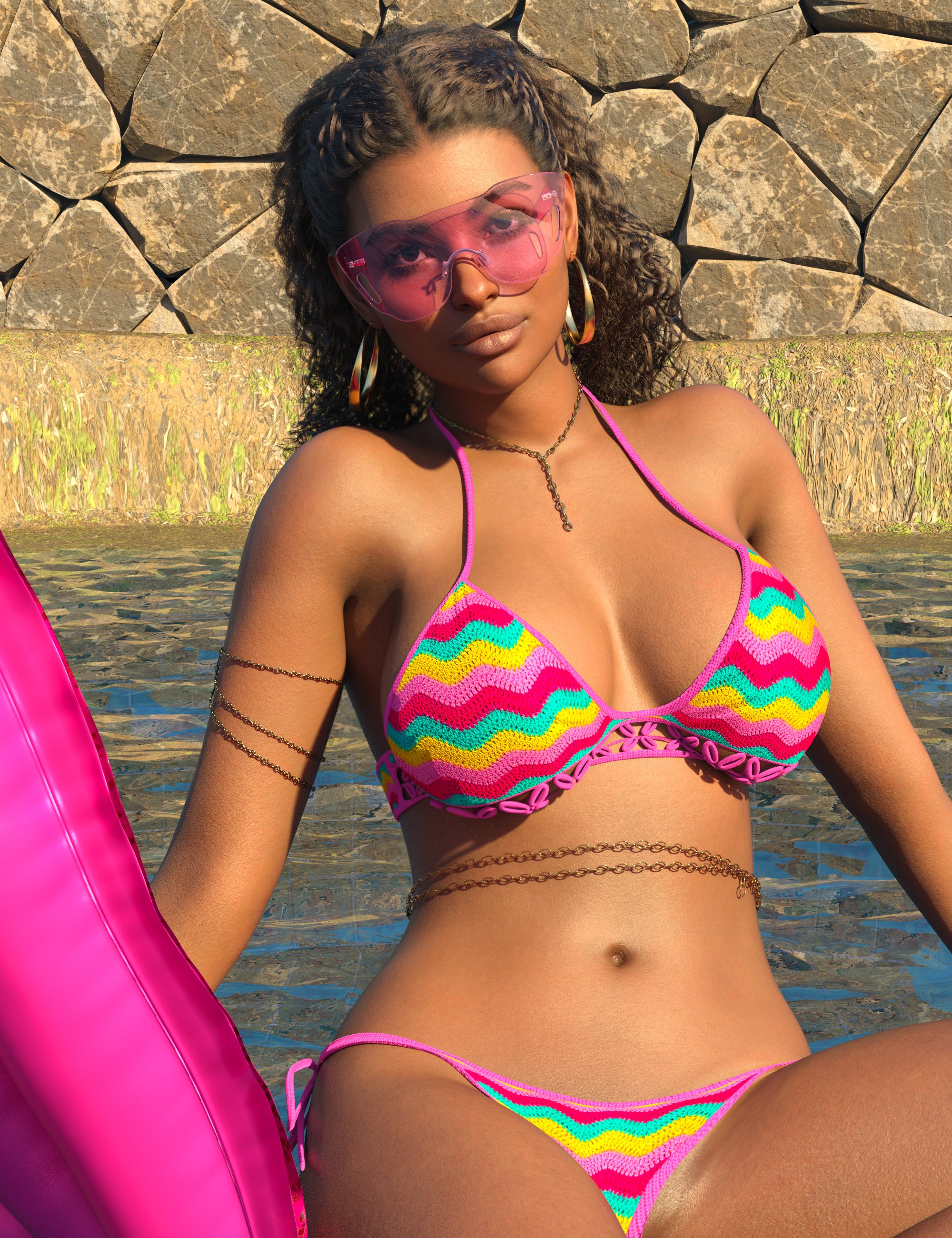VERSUS - X-Fashion Crochet Bikini Texture Add-On by: Anagordvalkyrie, 3D Models by Daz 3D