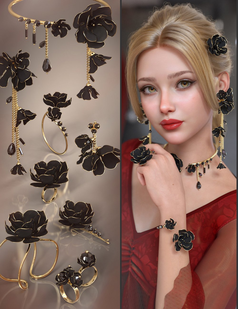 VRV Ninna Jewelry for Genesis 9, 8.1, and 8 by: VRVirtuososaddy, 3D Models by Daz 3D