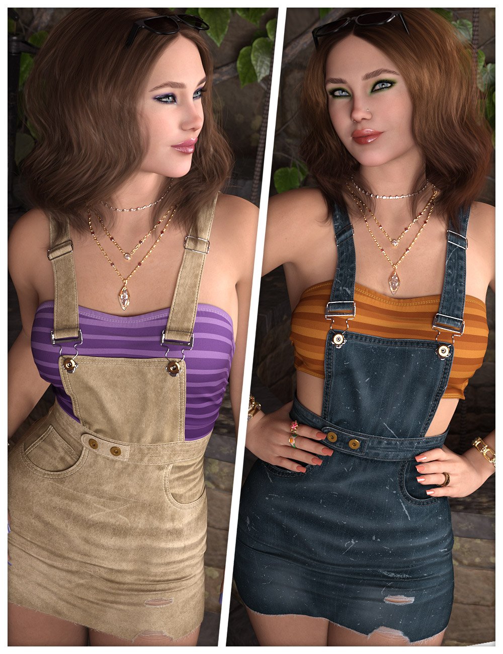Everyday Textures for dForce SU Denim Suspender Skirt by: ShanasSoulmate, 3D Models by Daz 3D