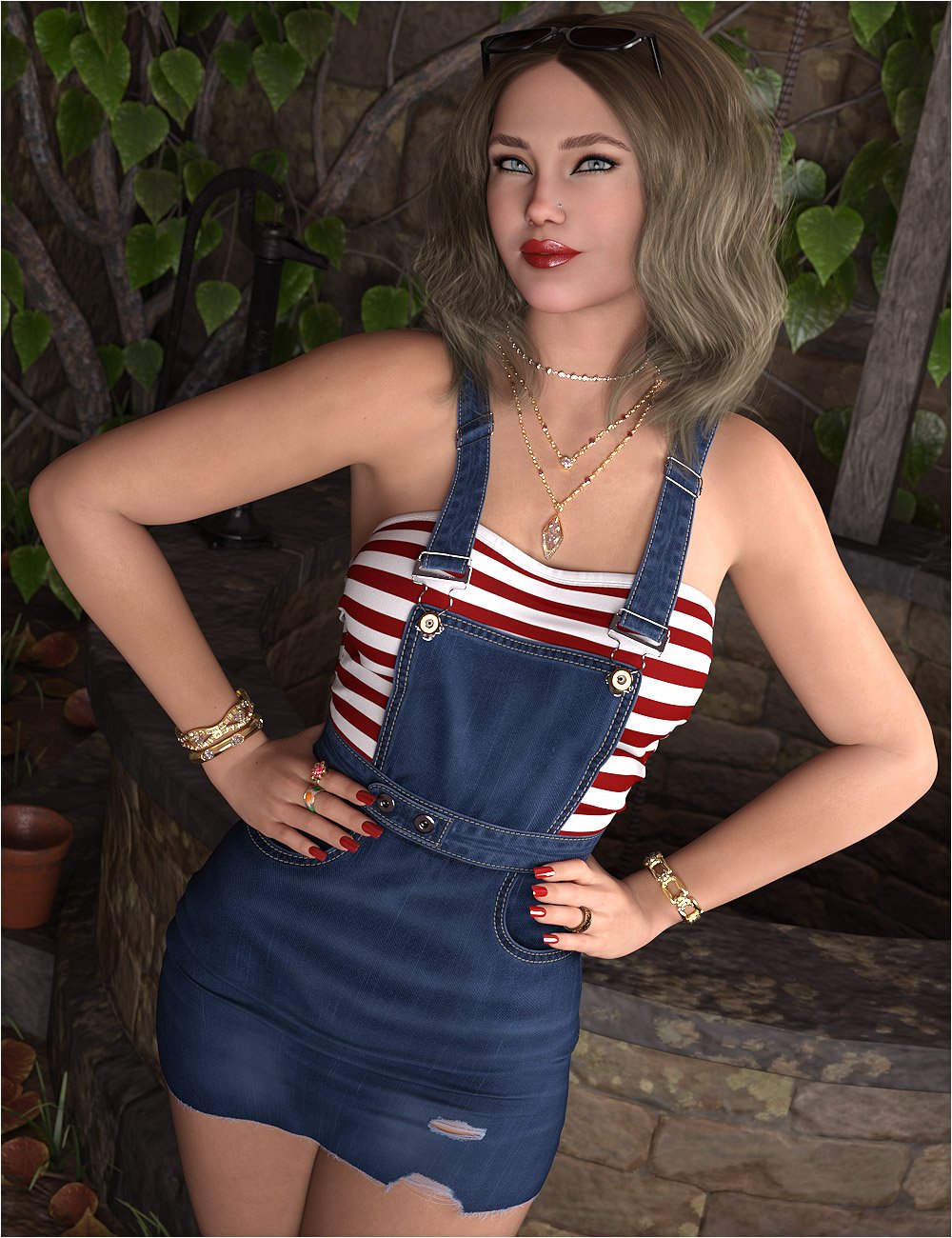 Everyday Textures for dForce SU Denim Suspender Skirt