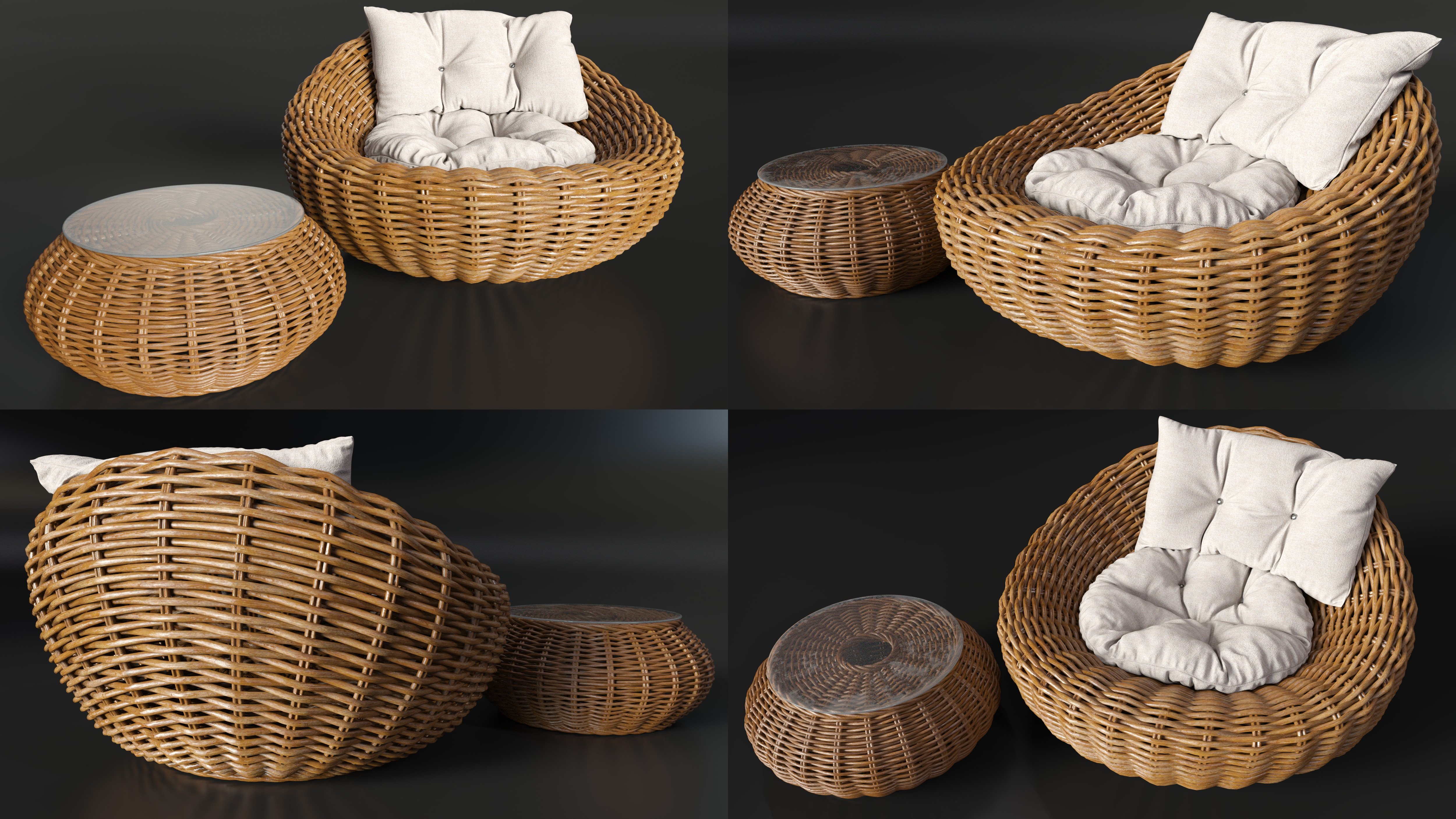 Wicker Poolside Furniture and Poses for Genesis 9, 8 and 8.1 Female