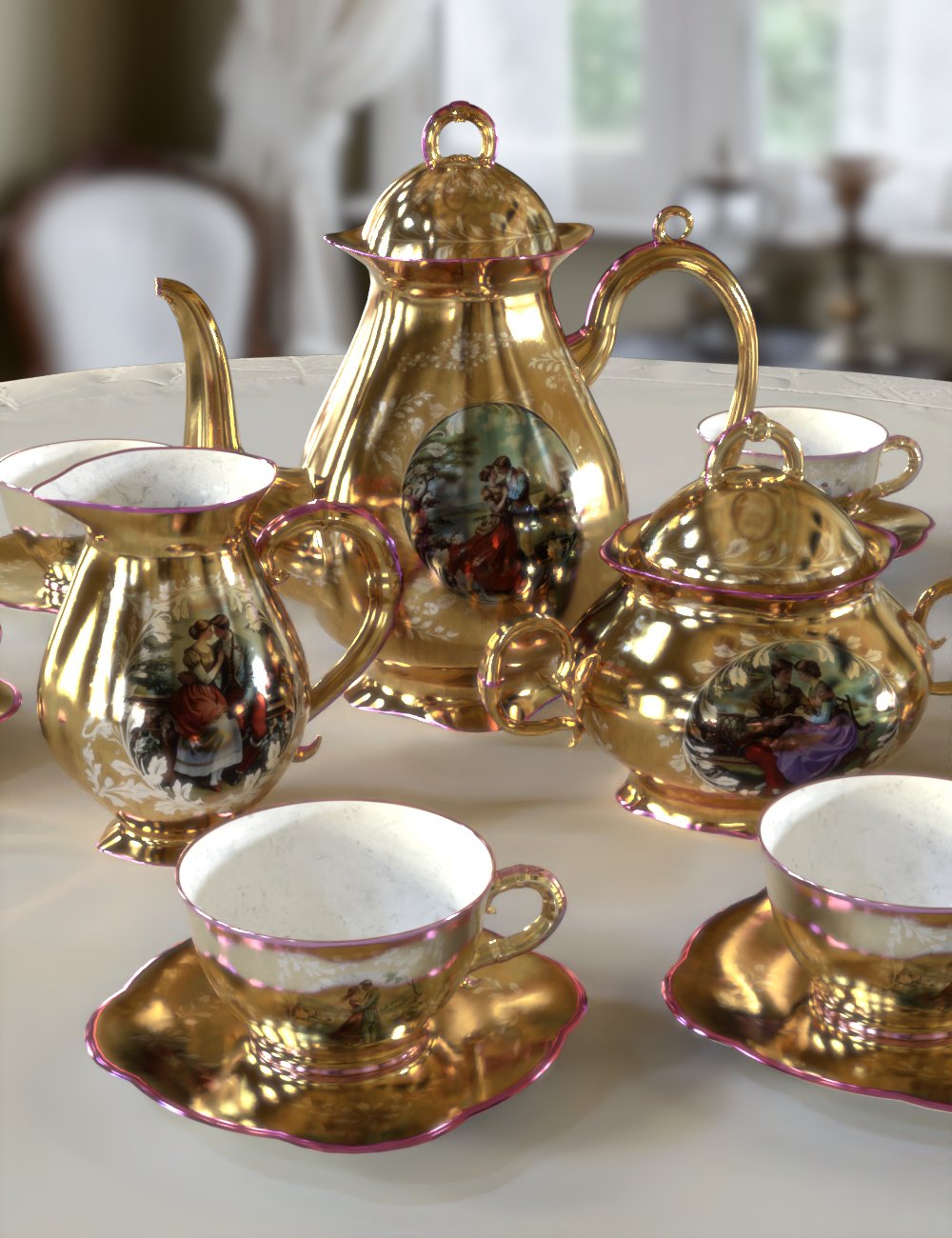 Porcelain Tea Set by: Fantasyart3D, 3D Models by Daz 3D