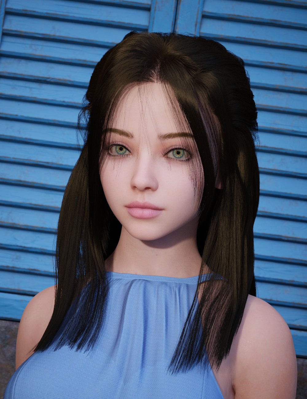 dForce Strand-Based MGAB Dalilah Hair for Genesis 9 by: MarcosGAB, 3D Models by Daz 3D