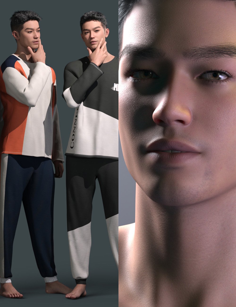 CHB Gabriel and Sweatsuit Bundle for Genesis 9 by: Cherubit, 3D Models by Daz 3D