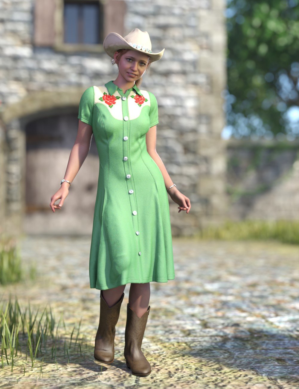 dForce Dale Western Outfit for Genesis 9 and 8 Female by: Chris Cox, 3D Models by Daz 3D