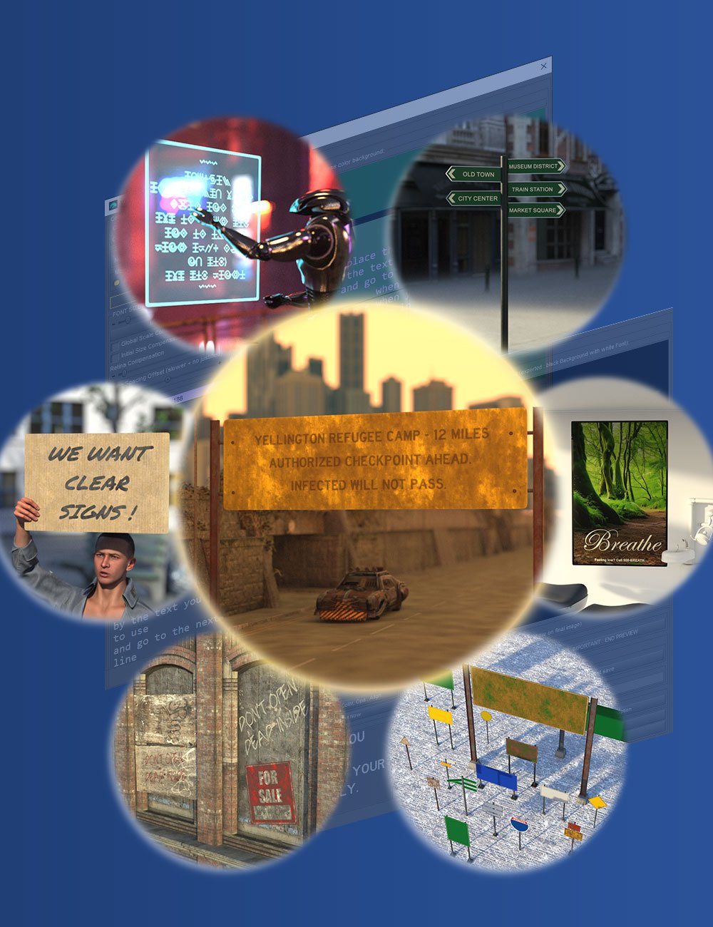Wayfinder Sign Generator by: V3Digitimes, 3D Models by Daz 3D