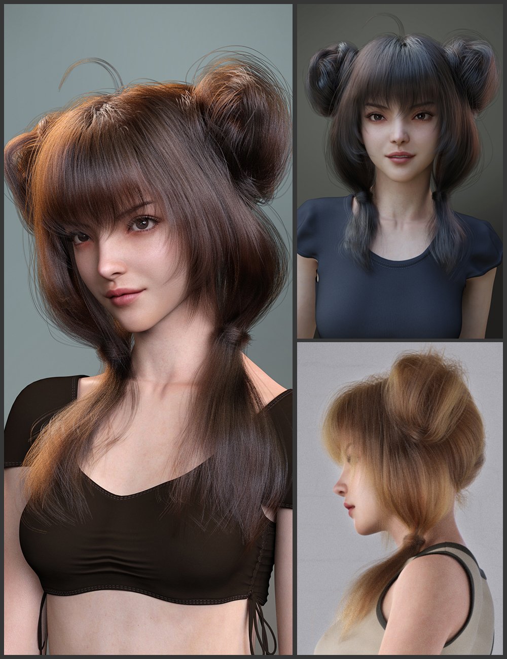 dForce Ethie Hair and MB Ethie for Genesis 9 by: Magic Brush, 3D Models by Daz 3D