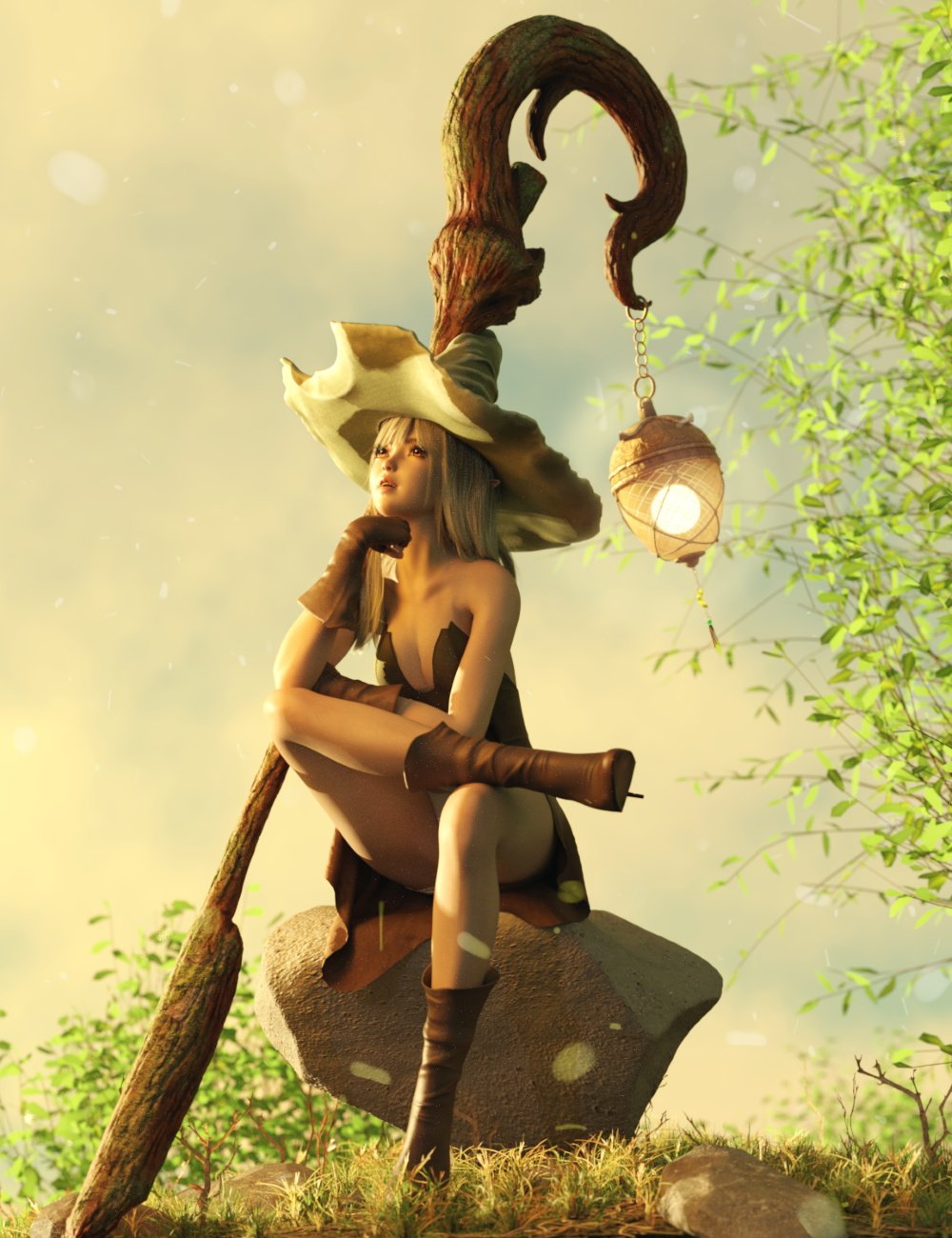 ZK dForce Forest Witch Outfit for Genesis 9 by: ZKuro, 3D Models by Daz 3D