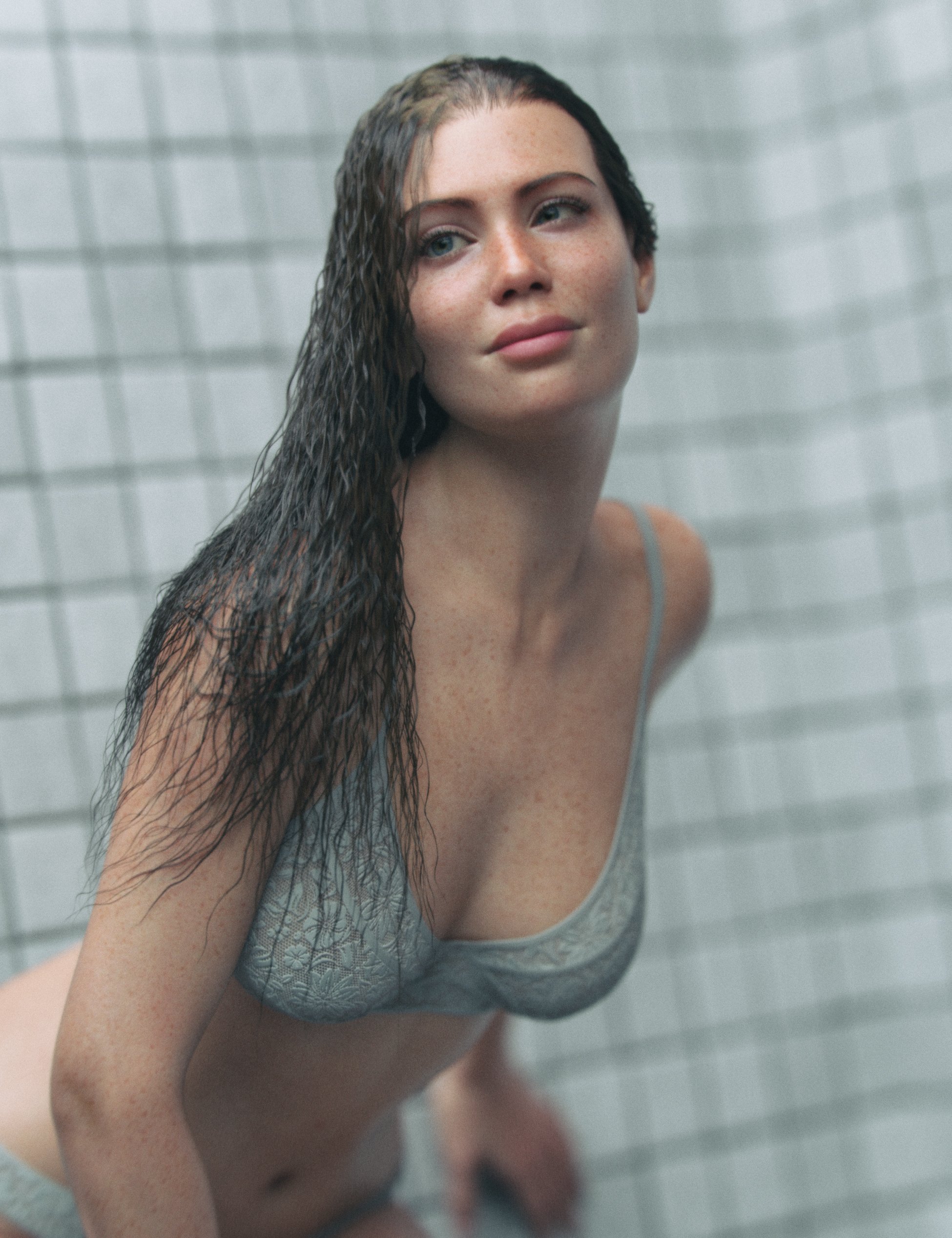 LI dForce Shower Tress Hair for Genesis 9 by: Laticis Imagery, 3D Models by Daz 3D