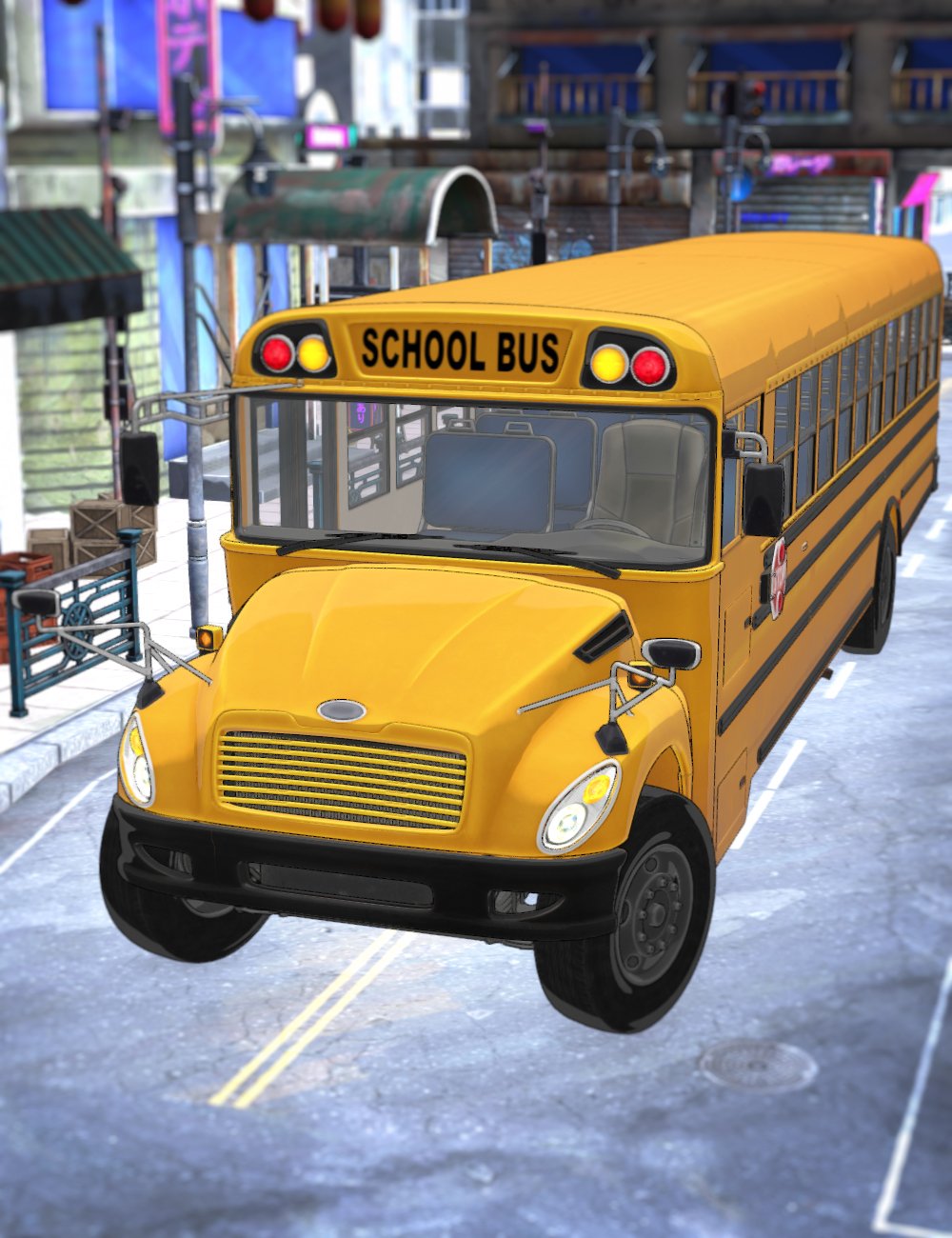 XI School Bus Toon Add-On by: Xivon, 3D Models by Daz 3D