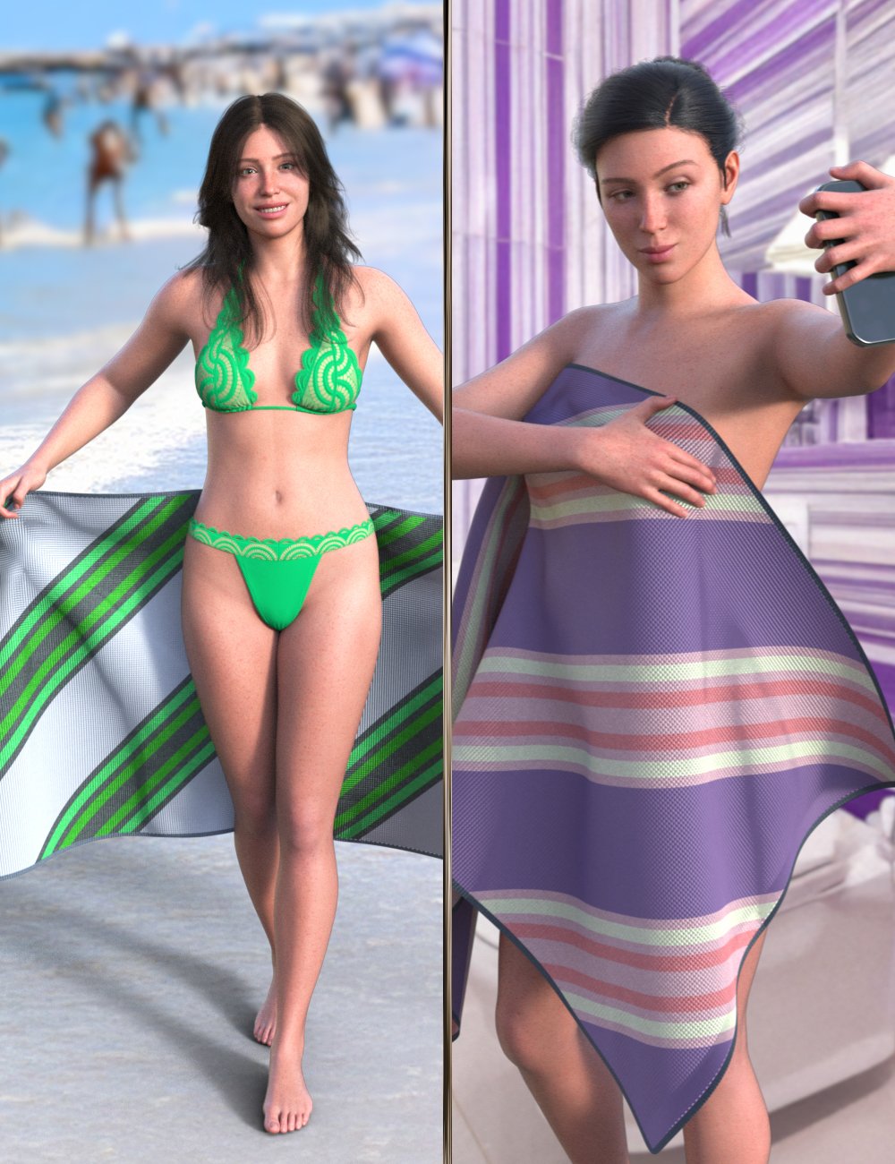 JW V2 The Towel Prop and Poses for Genesis 9 by: JWolf, 3D Models by Daz 3D