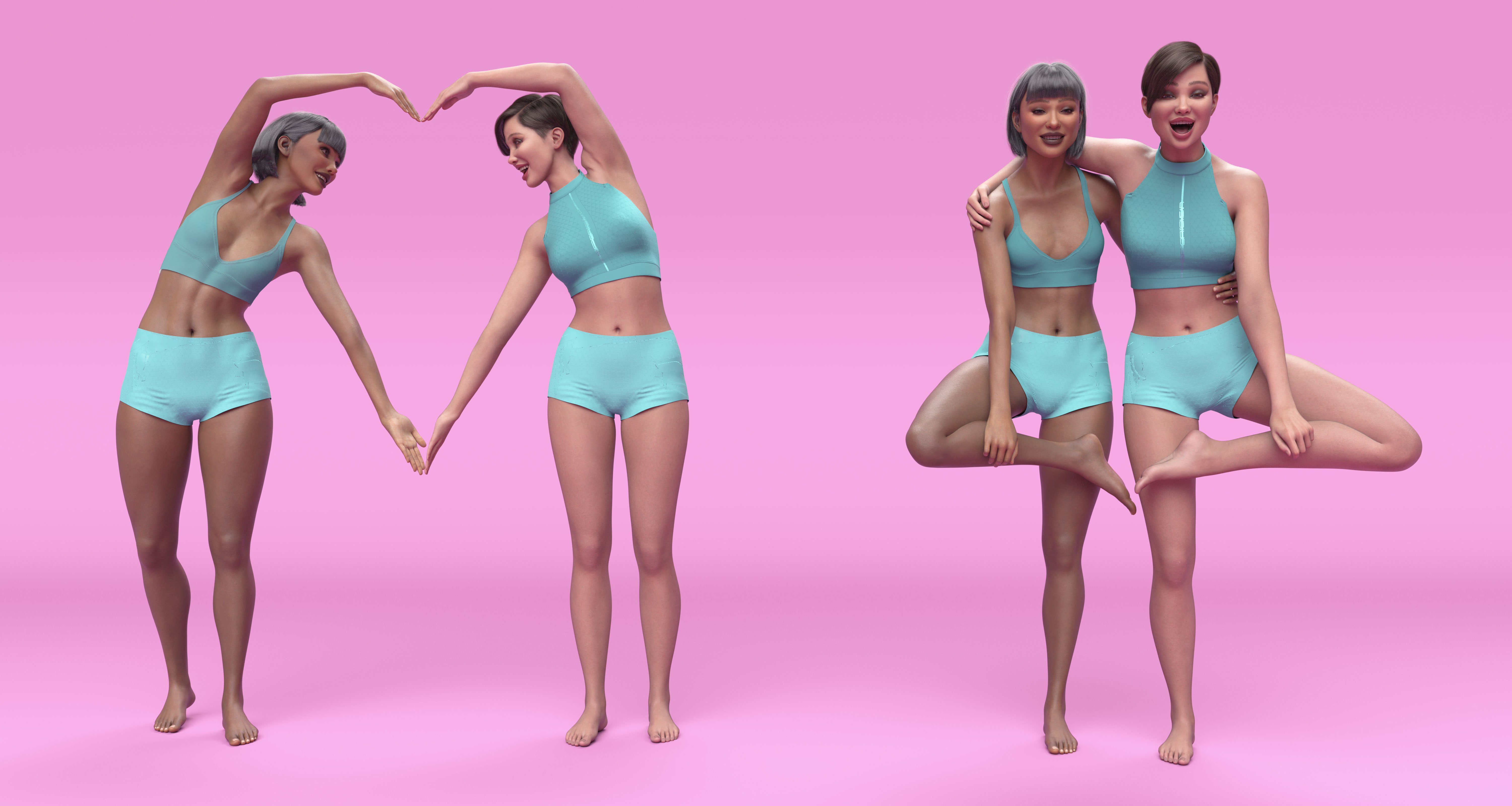 Sisterly Love Poses For Genesis 9 and 8 Female