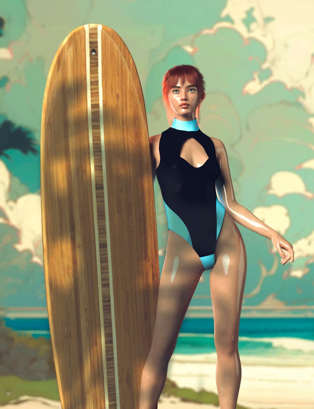 Summer Of Surf – Board Vibes Surfboard by: PAMAWO, 3D Models by Daz 3D