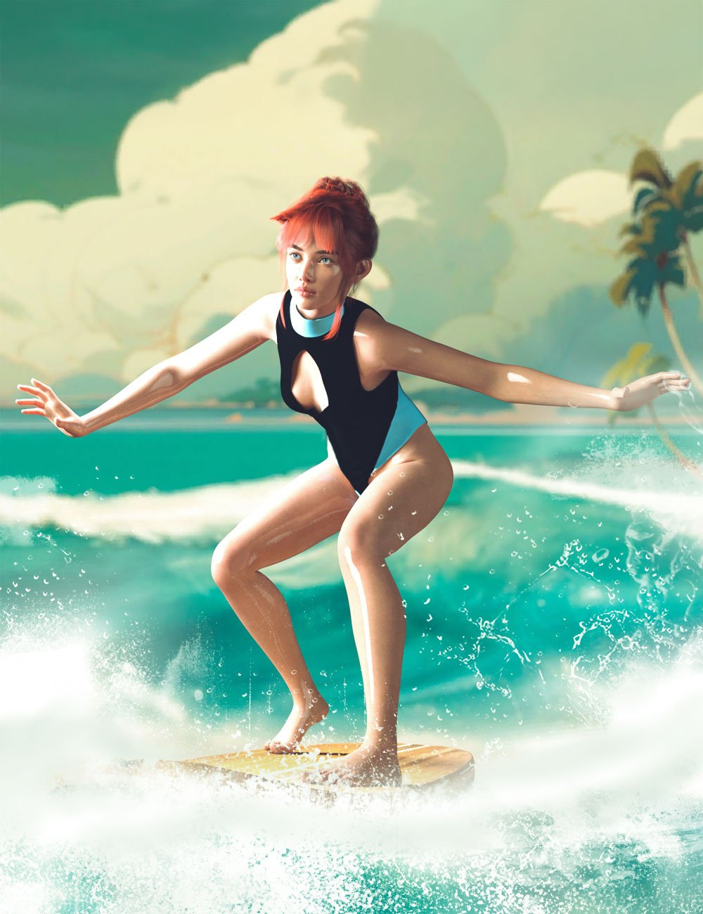 Summer Of Surf – Surfing Poses by: PAMAWO, 3D Models by Daz 3D