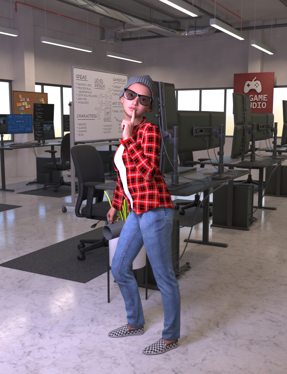 FG Hacker Girl Outfit for Genesis 9 by: IronmanFugazi1968, 3D Models by Daz 3D