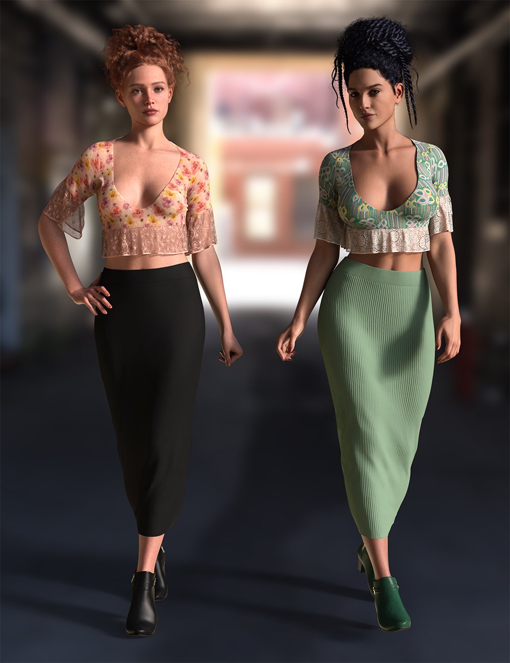 dForce Emily Outfit for Genesis 9 by: Immersive-DreamWorld, 3D Models by Daz 3D