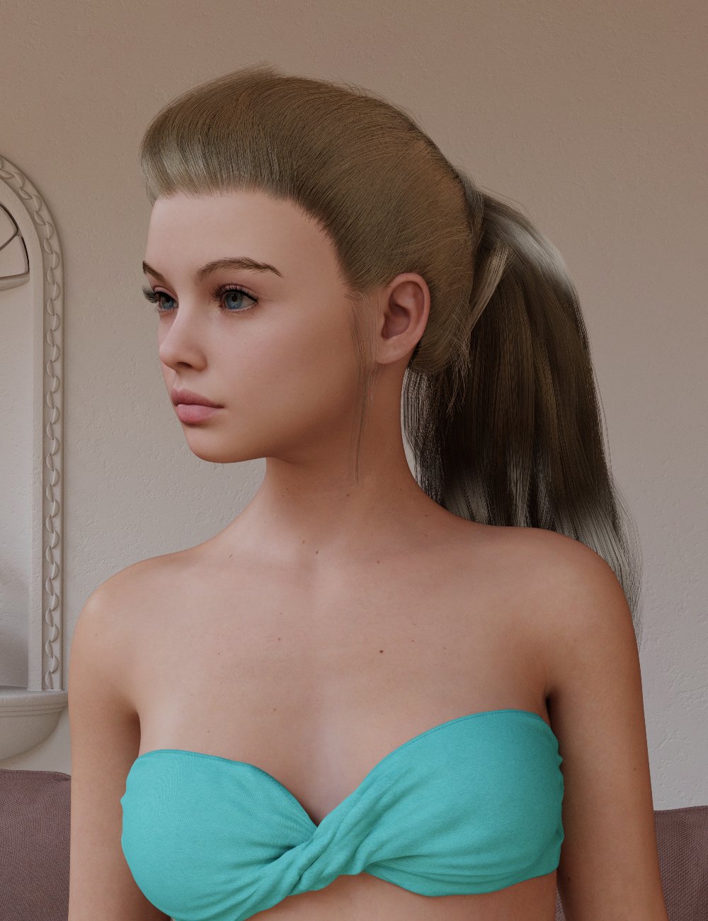 MGAB dForce Ponytail Hair by: MarcosGAB, 3D Models by Daz 3D