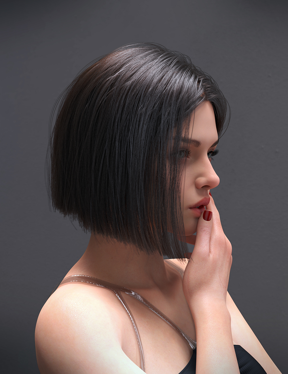 dForce Diagonal Cut Short Hair for Genesis 9 by: Magic Brush, 3D Models by Daz 3D