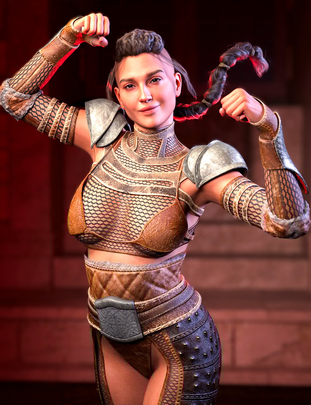 M3D dForce Warrior Armor for Genesis 9, 8.1 and 8 Female by: Matari3D, 3D Models by Daz 3D