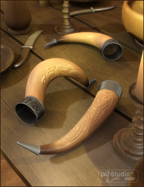 Drinking Horns by: Valandar, 3D Models by Daz 3D