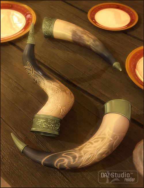 Drinking Horns by: Valandar, 3D Models by Daz 3D