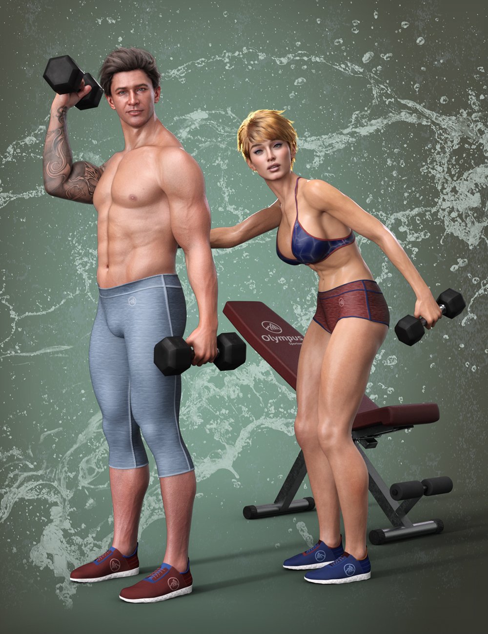 MD Olympus Fitness Bundle by: MikeD, 3D Models by Daz 3D