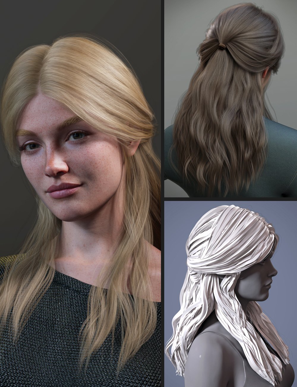 MB Long Gentle Hair for Genesis 9 by: Magic Brush, 3D Models by Daz 3D
