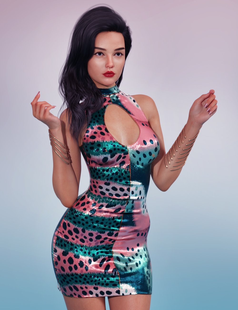 Runnaway Textures for dForce Deception Dress Genesis 9 by: alexaana, 3D Models by Daz 3D
