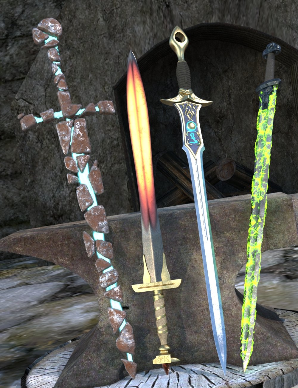 Runecast Blades by: Valandar, 3D Models by Daz 3D