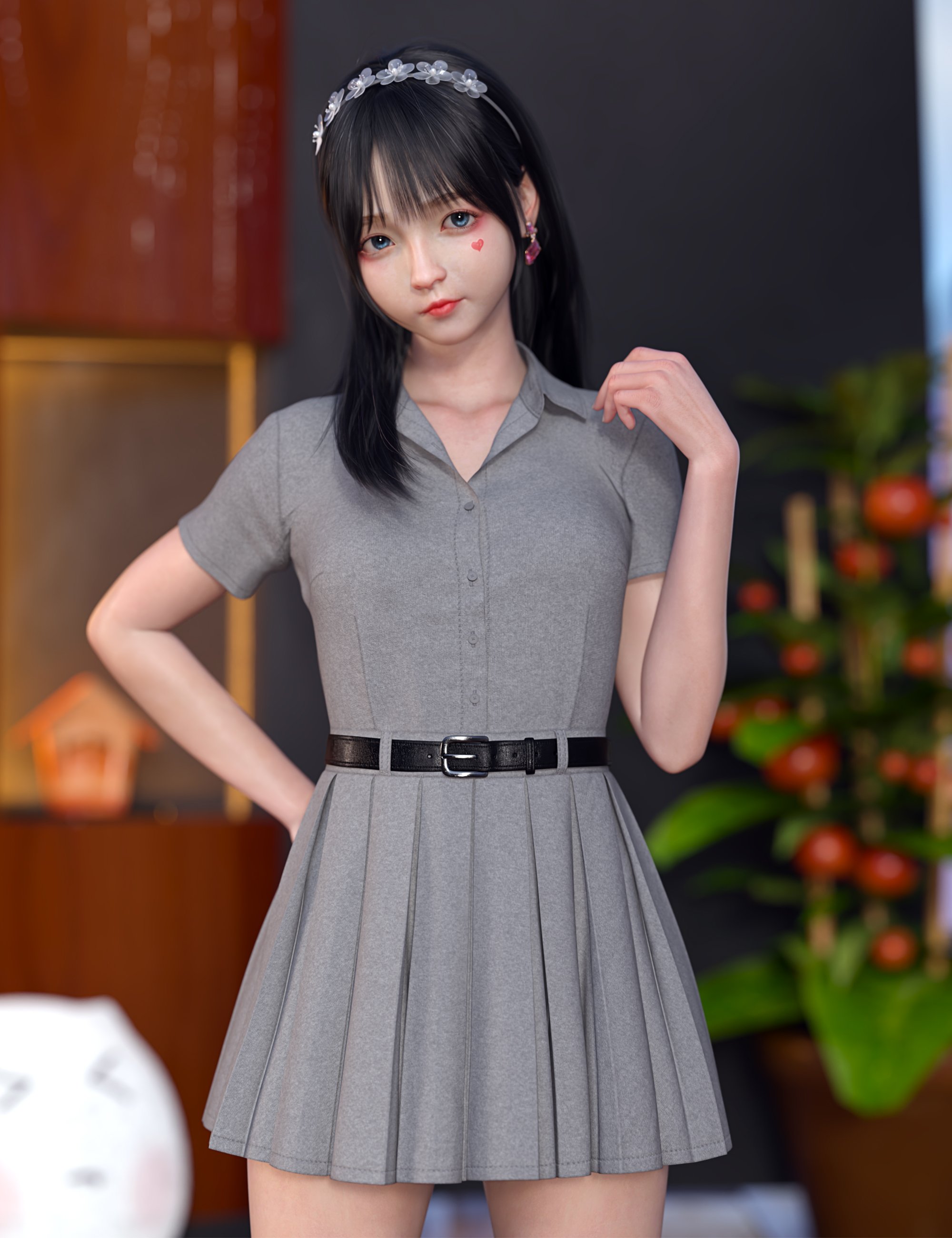 dForce SU College Style Dress for Genesis 9, 8.1, and 8 Female by: Sue Yee, 3D Models by Daz 3D