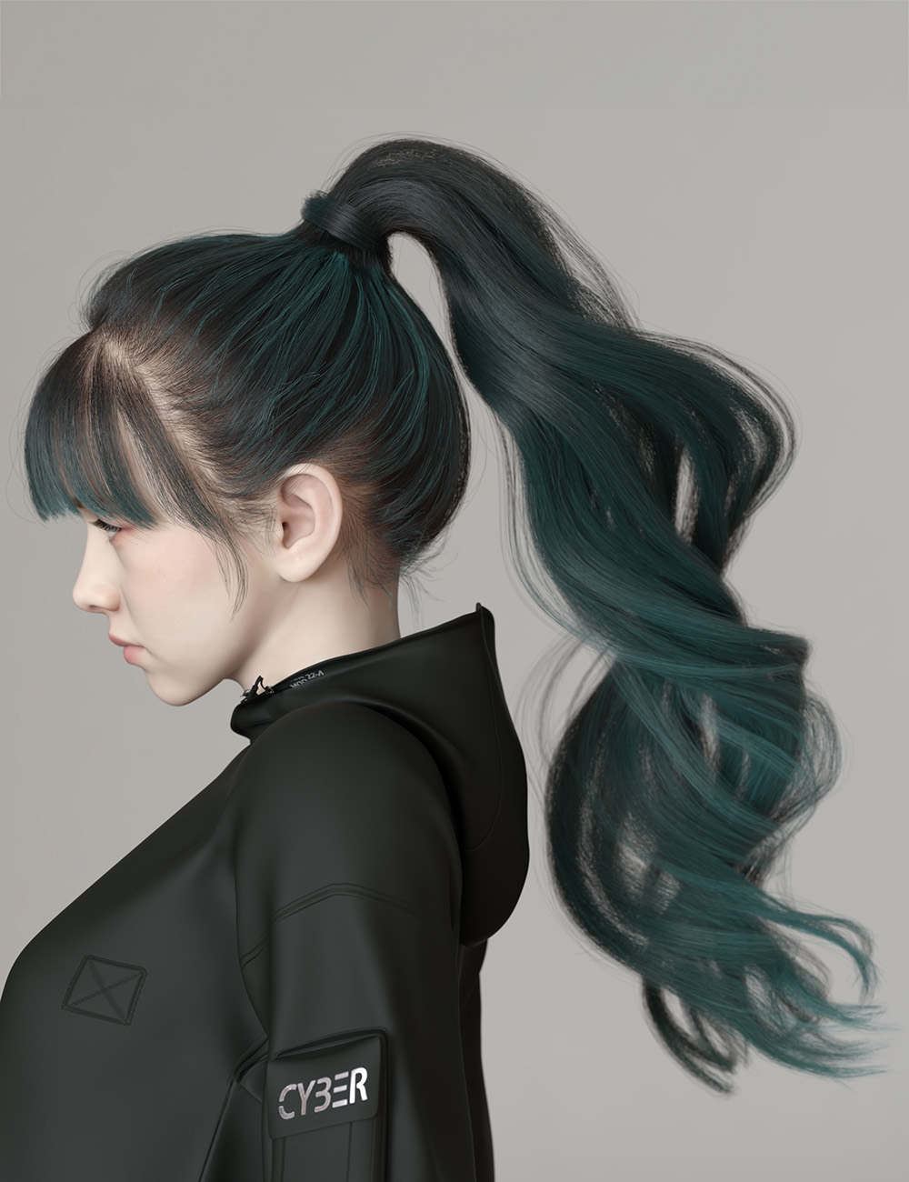 dForce Princess Series Cyberpunk Ponytail by: Princess_pa, 3D Models by Daz 3D