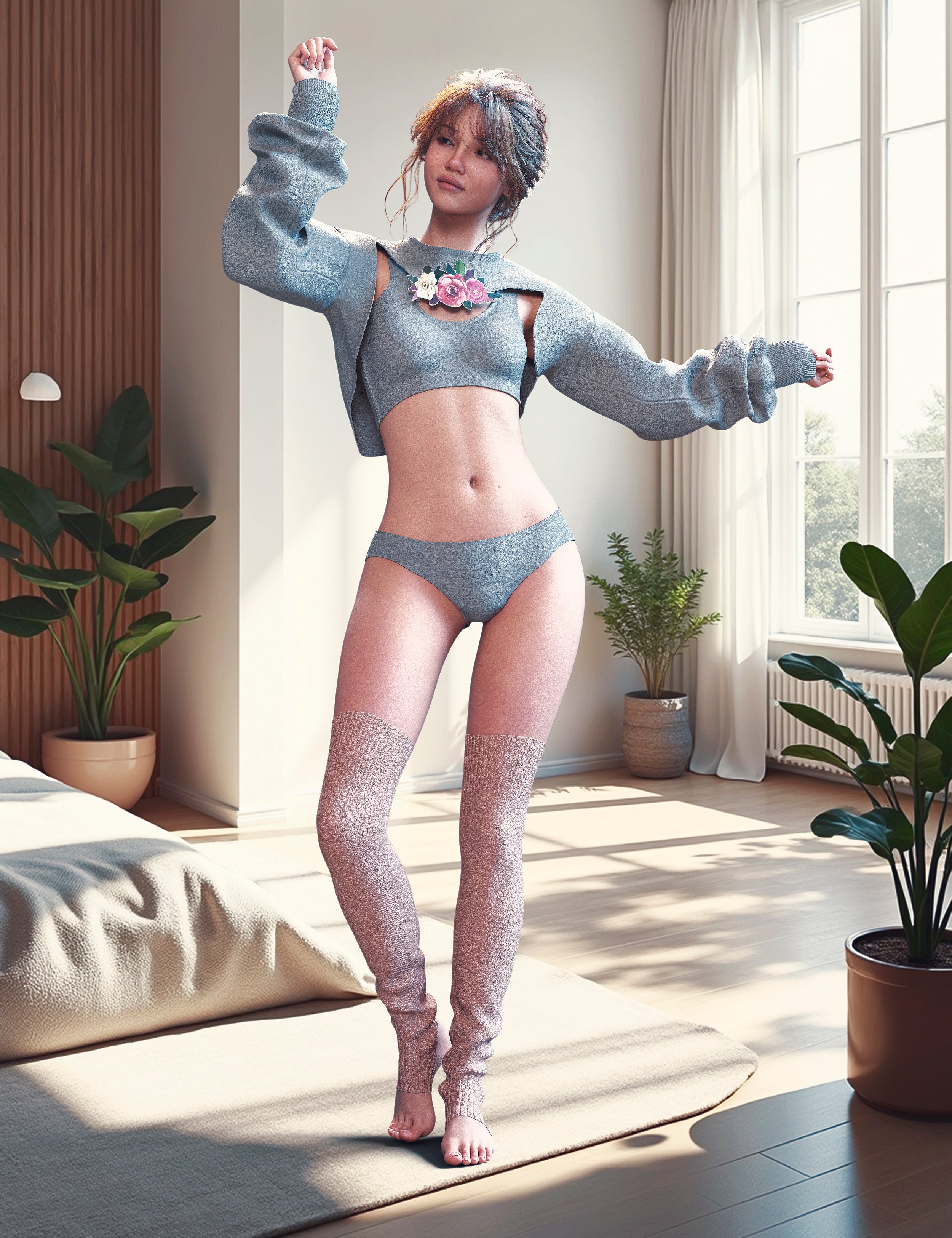 dForce Cute and Cozy Outfit for Genesis 9 dForce Cute and Cozy Outfit for Genesis 9